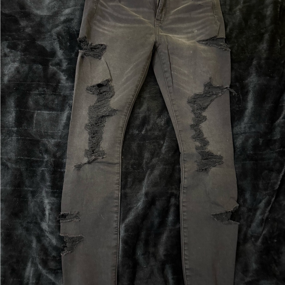American Eagle Ne(x)t Level Stretch Distressed Black Skinny Jeans